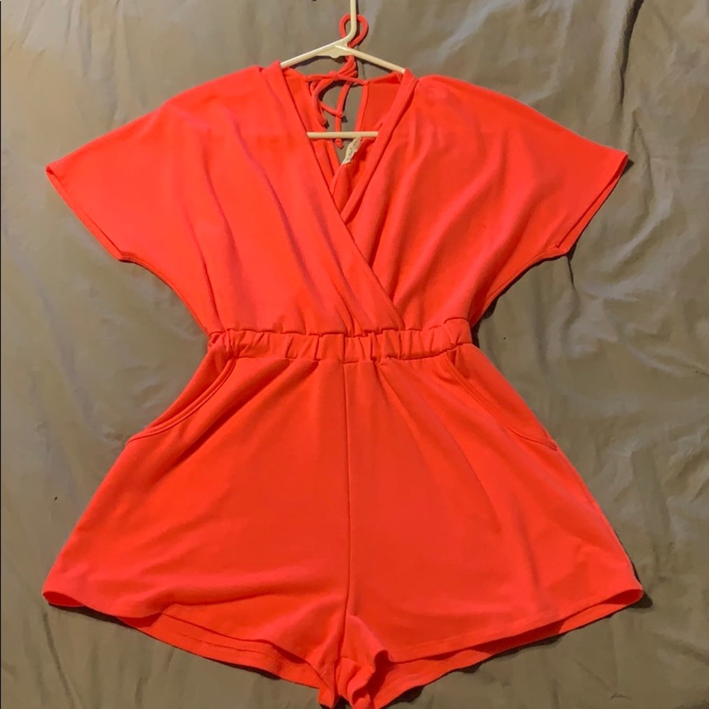 Neon pink romper